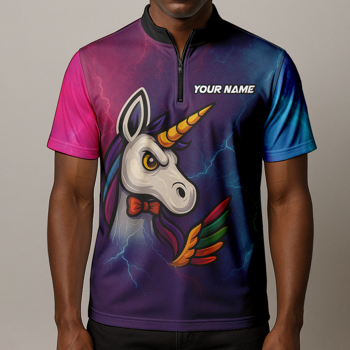 Personalized Unicorn Rainbow Lightning Dart Shirt Polo Purple Blue additional image 8