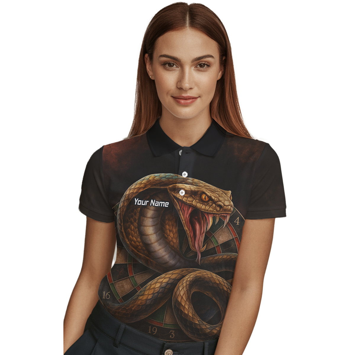 Personalised Vicious Snake Dart Polo Shirt Black Brown For Men X9746 additional image 3