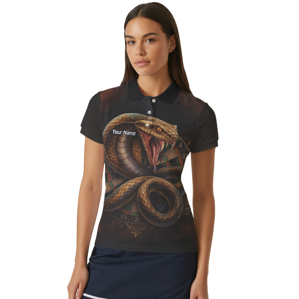 Personalised Vicious Snake Dart Polo Shirt Black Brown For Men X9746 additional image 4