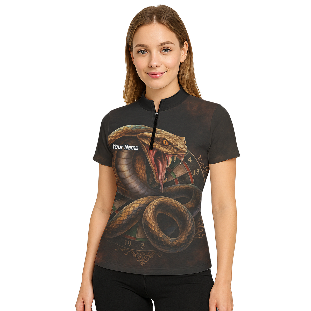 Personalised Vicious Snake Dart Polo Shirt Black Brown For Men X9746 additional image 5