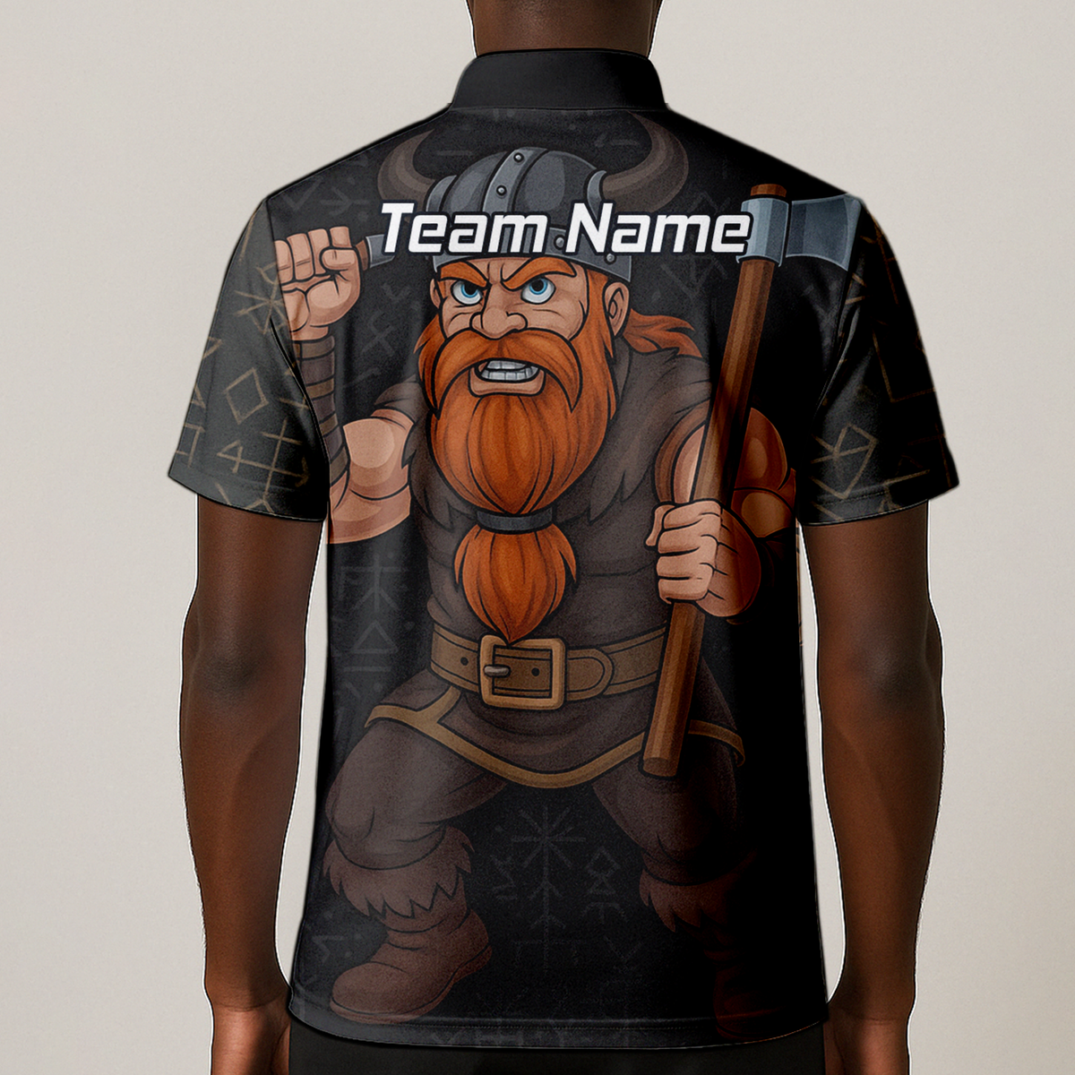 Personalised Viking Axe Fire Dart Polo Shirt Black Red For Men O0632 additional image 1