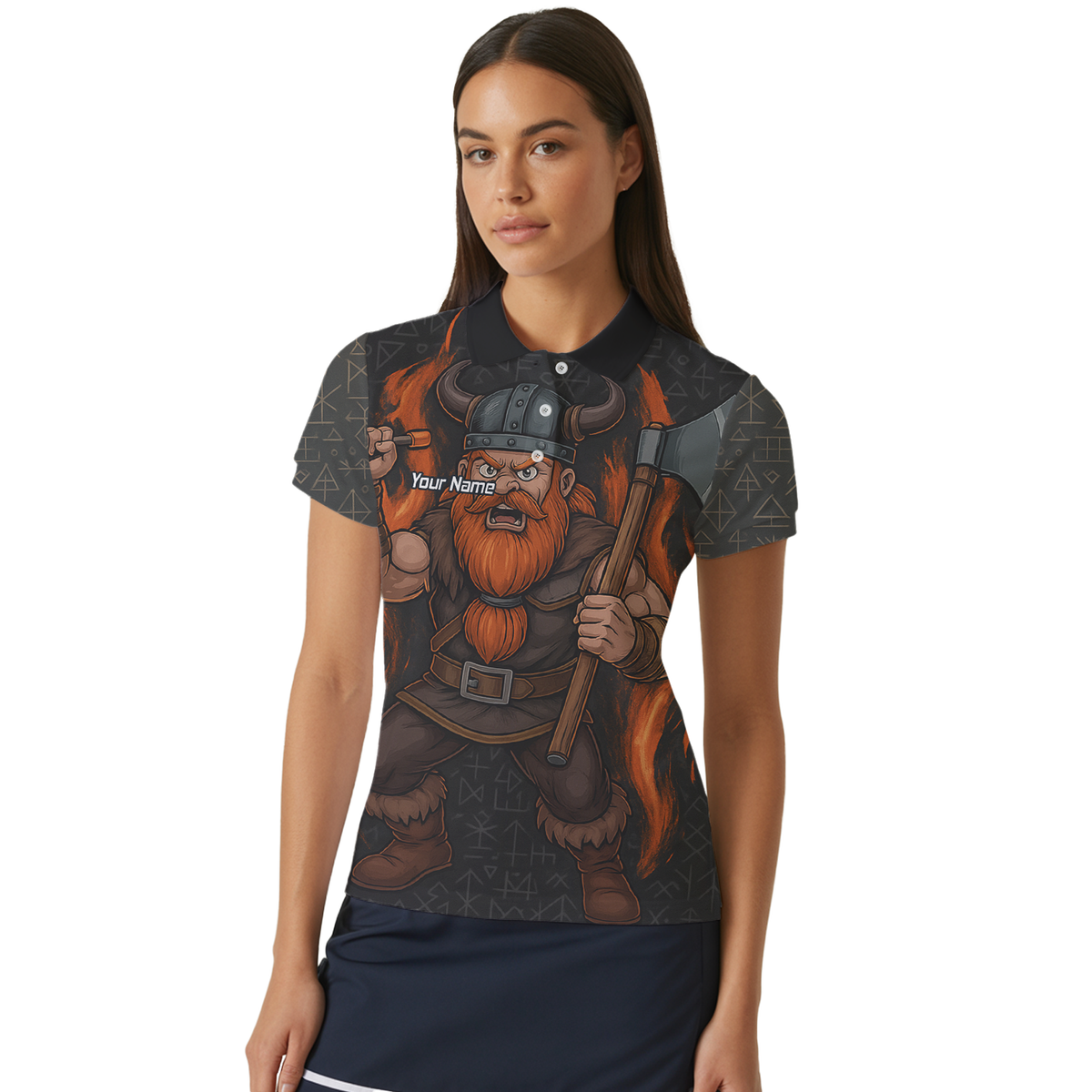 Personalised Viking Axe Fire Dart Polo Shirt Black Red For Men O0632 additional image 4