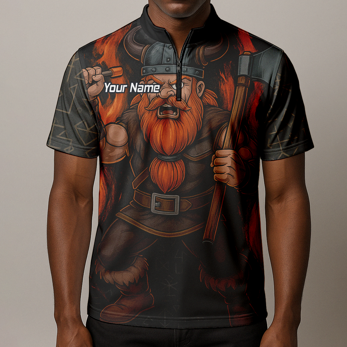 Personalised Viking Axe Fire Dart Polo Shirt Black Red For Men O0632 additional image 8