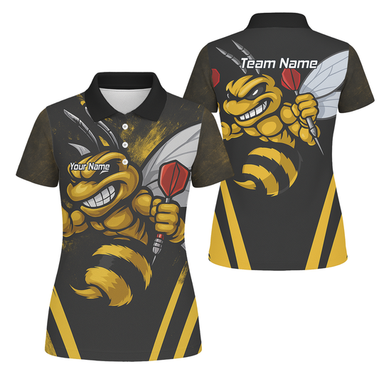 Personalised Hornet Dart Polo Shirt Black Yellow For Men A4364 main image - polo No