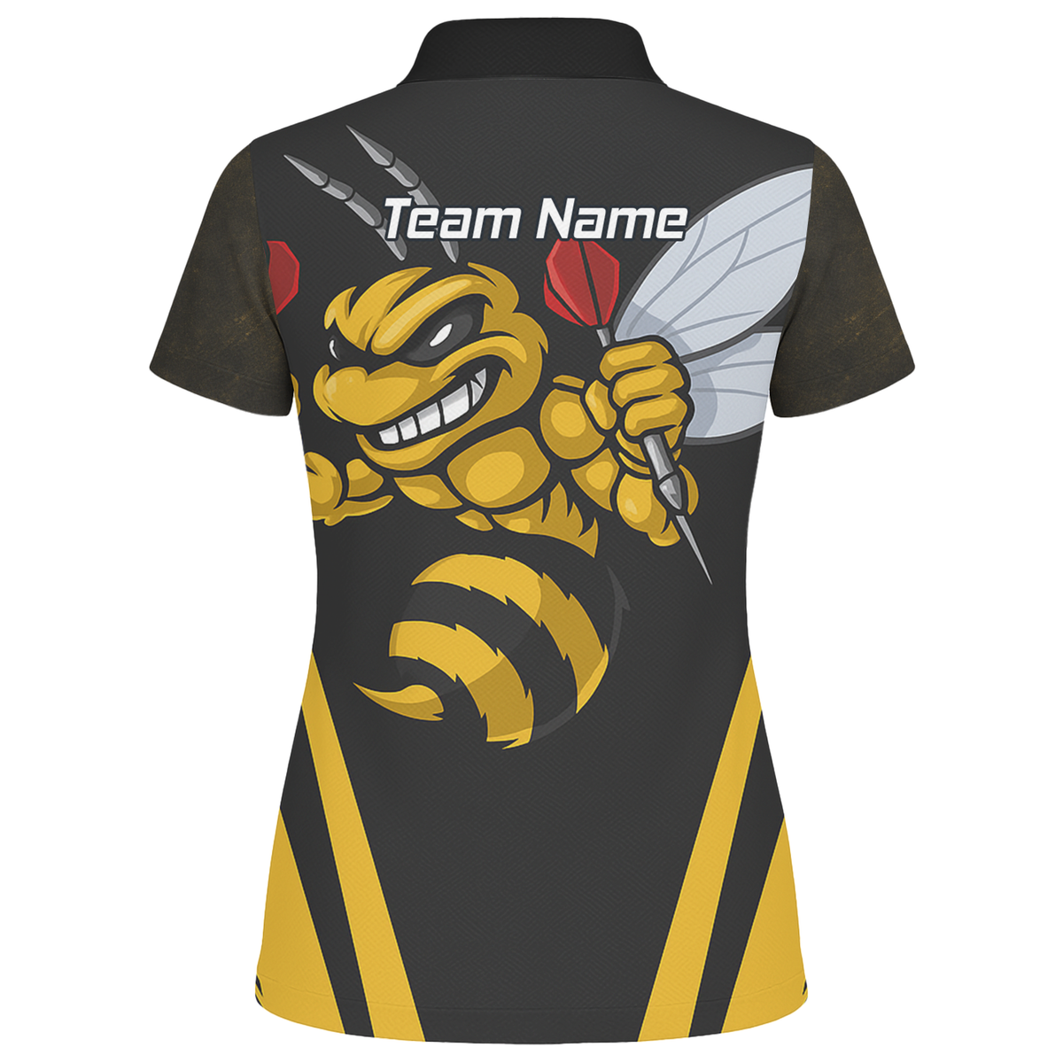 Personalised Hornet Dart Polo Shirt Black Yellow For Men A4364 additional image 2