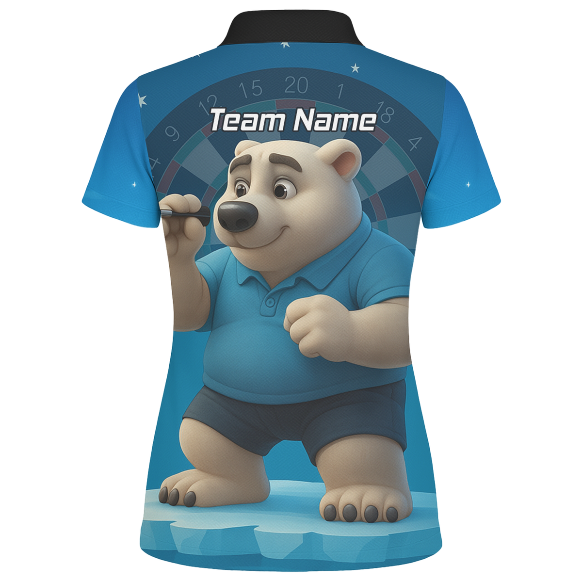 Personalised Polar Bear Darts Polo Shirt Blue For Men U3422 additional image 2