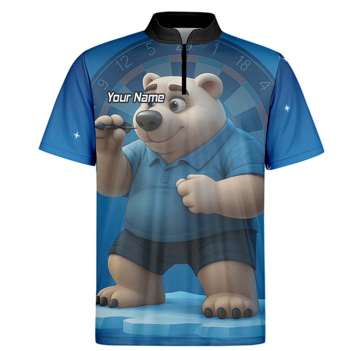 Personalised Polar Bear Darts Polo Shirt Blue For Men U3422 additional image 6