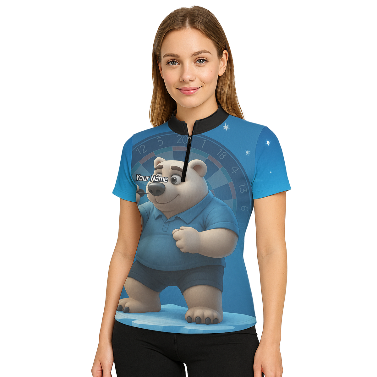 Personalised Polar Bear Darts Polo Shirt Blue For Men U3422 additional image 5