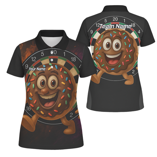 Personalised Funny Chocolate Donut Sprinkles Darts Polo Shirt Black For Men R0697 main image - polo No