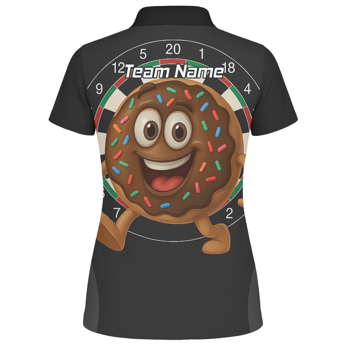 Personalised Funny Chocolate Donut Sprinkles Darts Polo Shirt Black For Men R0697 additional image 2