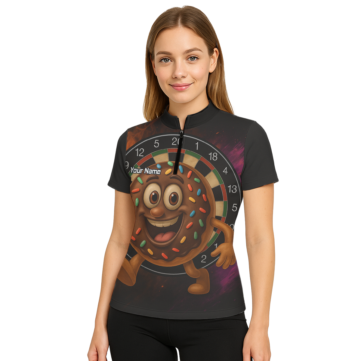 Personalised Funny Chocolate Donut Sprinkles Darts Polo Shirt Black For Men R0697 additional image 5