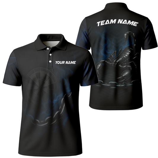 Personalized Scorpion Black Blue Darts Jersey Shirt Polo main image - polo, Pocket No