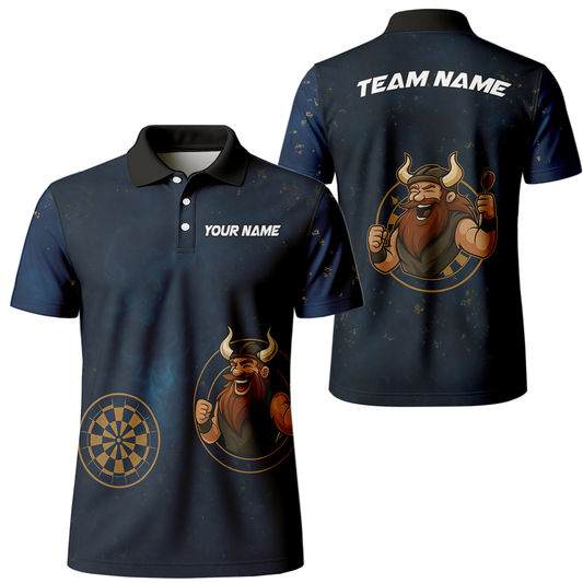 Personalized Men's Viking Dart Polo Shirt Navy Blue main image - polo, Pocket No