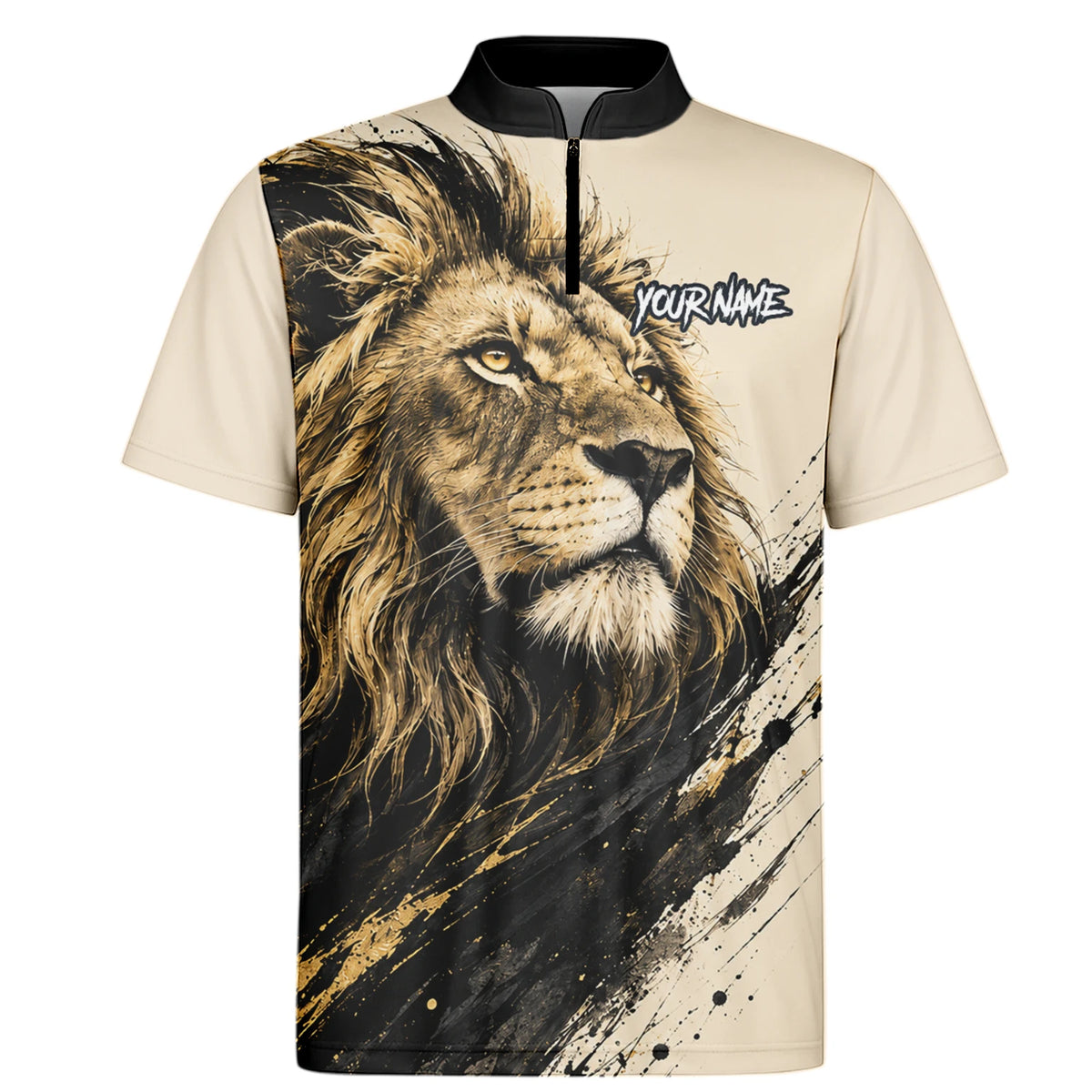 Personalised Cream Black Gold Lion Darts Shirt For Men Q209