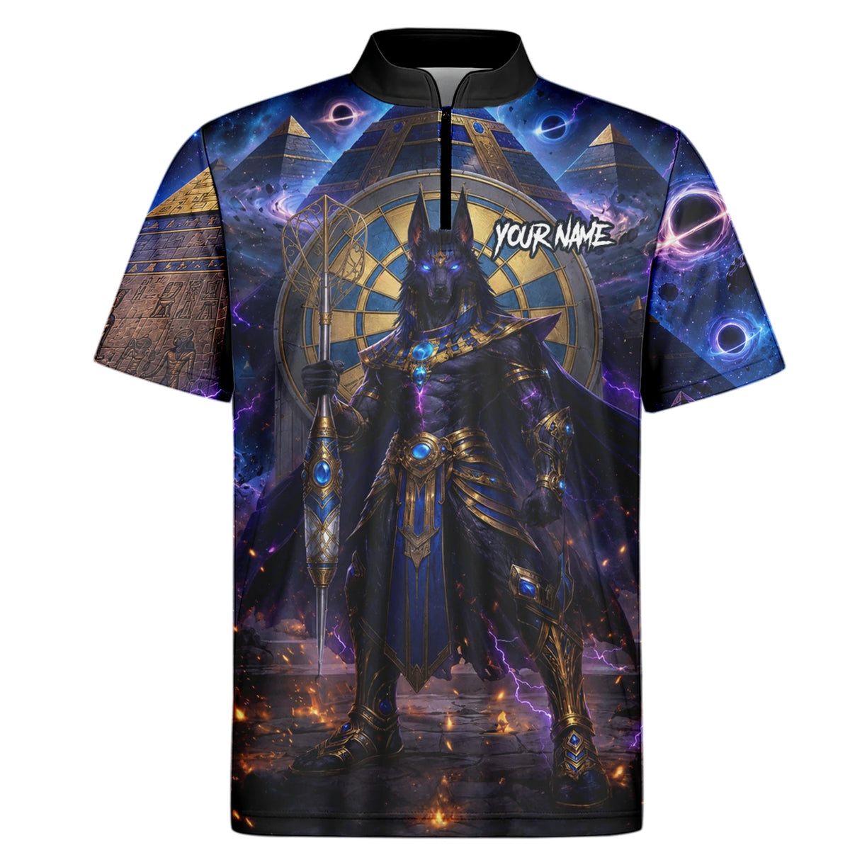 Personalised Blue Gold & Black Anubis Darts Shirt For Men N118