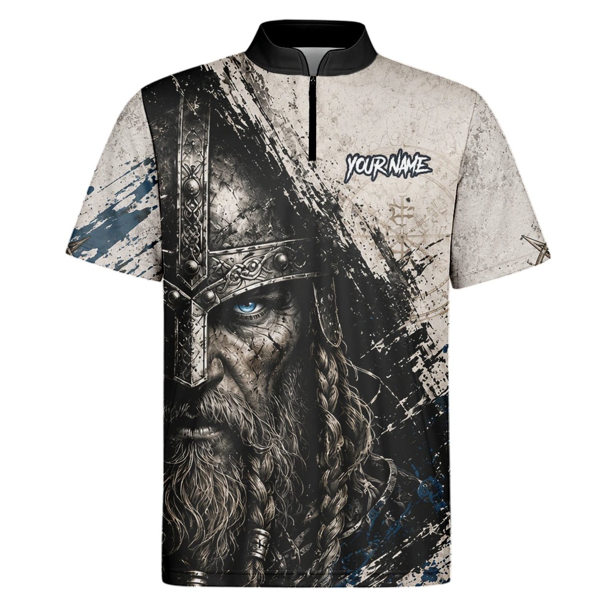 Personalised White Black Blue Viking Darts Shirt For Men U843