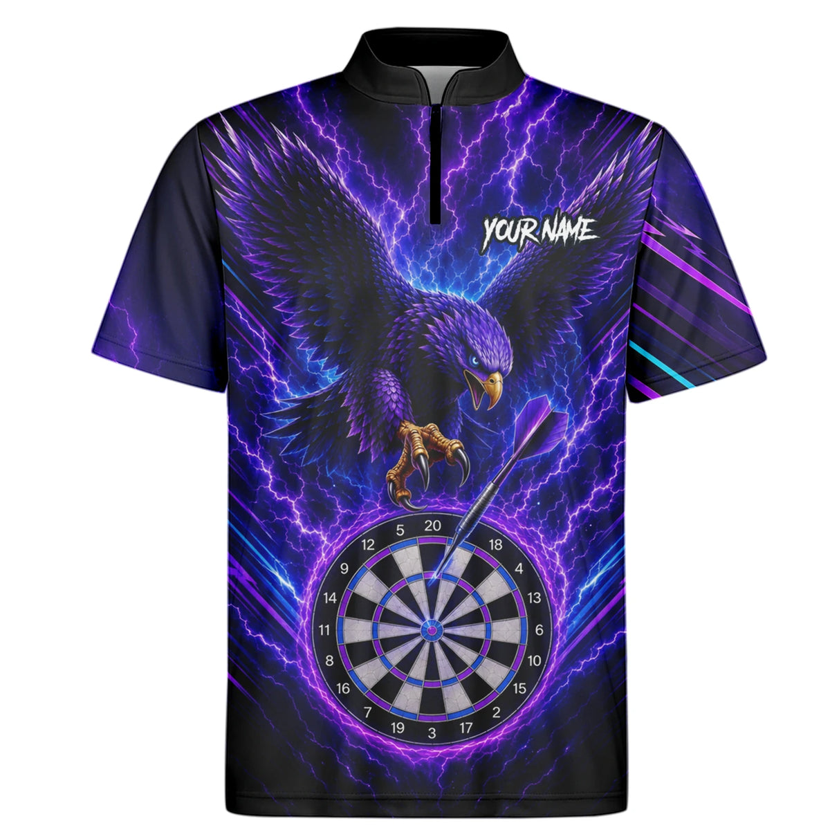 Personalised Purple Lightning Eagle Darts Polo Shirt For Men U478