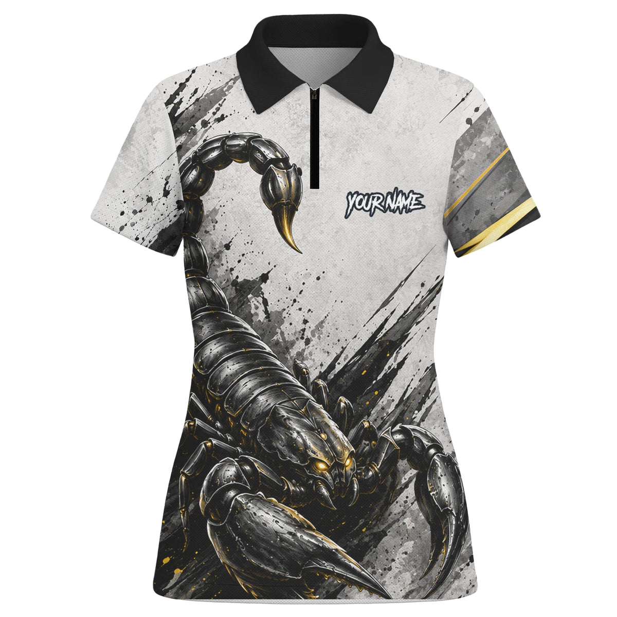 Personalised White Black Gold Scorpion Darts Shirt For Women S226