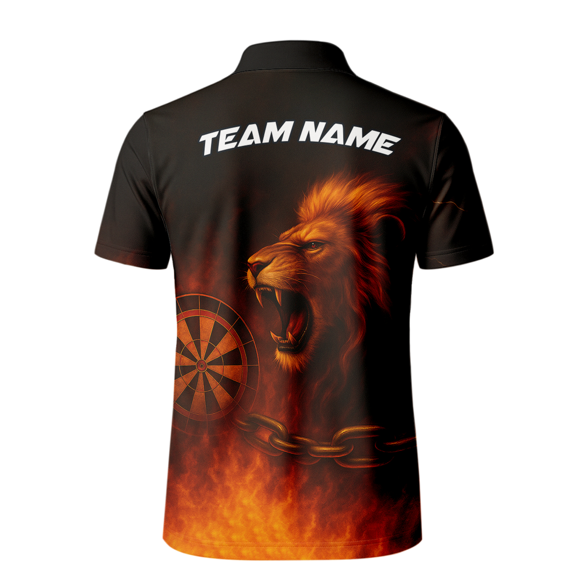 Custom Personalized Roaring Lion Fire Darts Polo Shirt Black Orange additional image 3