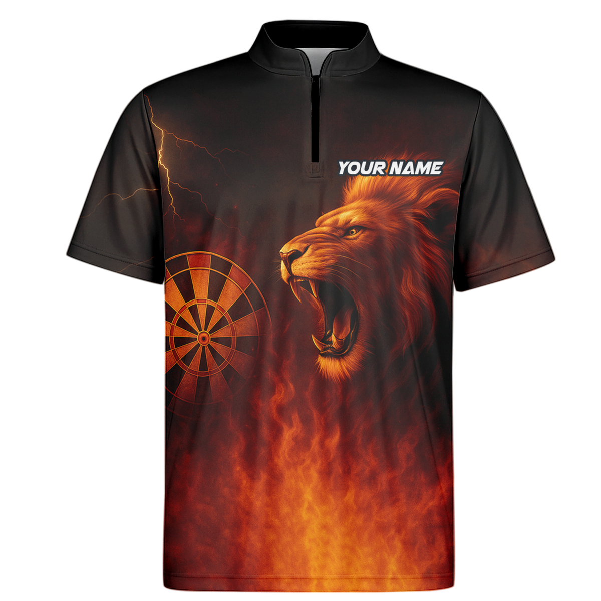 Custom Personalized Roaring Lion Fire Darts Polo Shirt Black Orange additional image 6