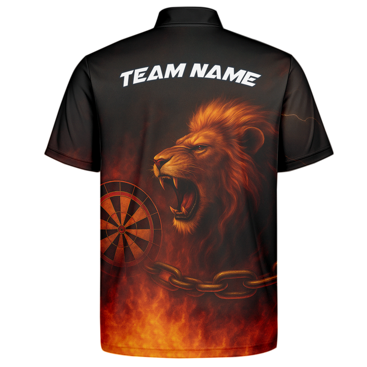 Custom Personalized Roaring Lion Fire Darts Polo Shirt Black Orange additional image 7
