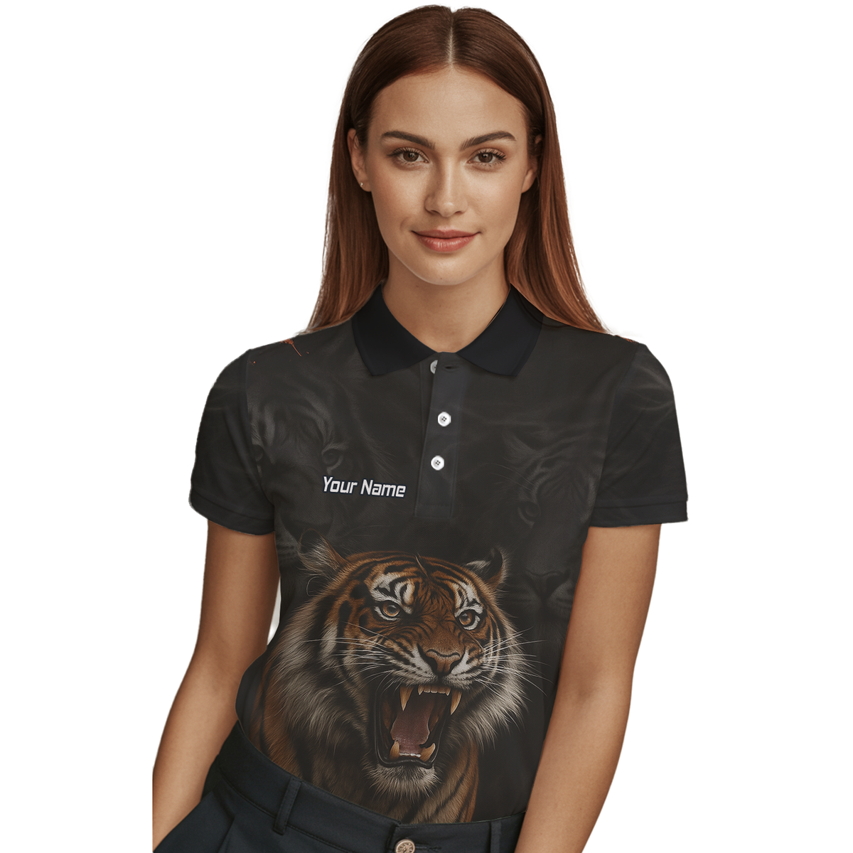 Personalised Roaring Tiger Dart Polo Shirt Black Custom Name Team Jersey For Men C7747 additional image 3