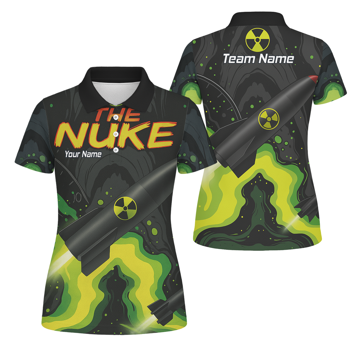 Personalised Nuke Radiation Dart Jersey Black Green Custom Polo Shirt For Men Z8899 main image - polo No