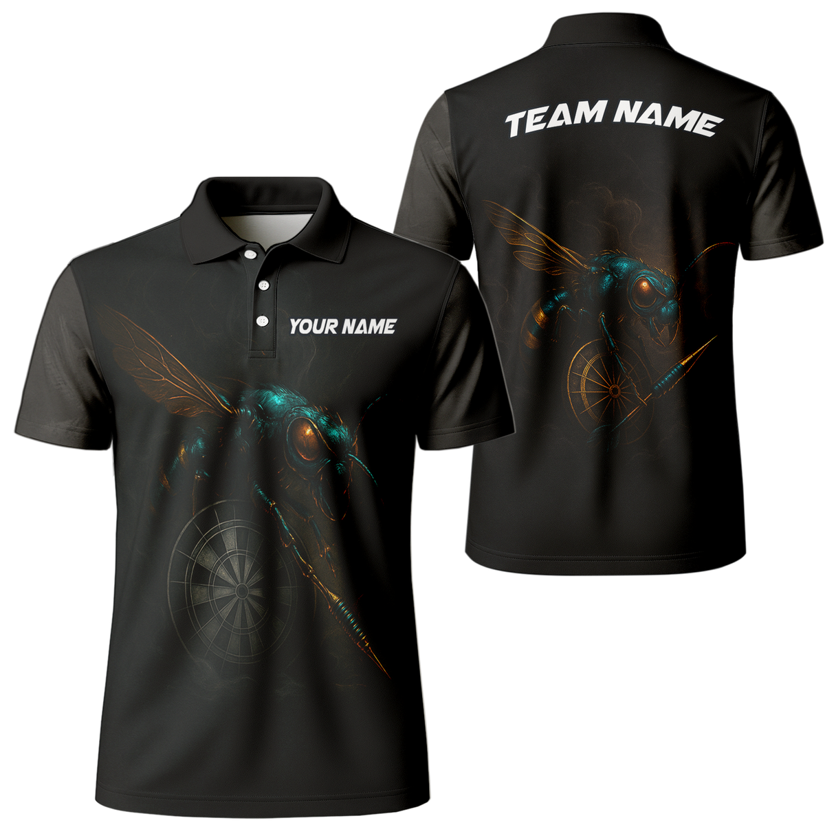 Personalized Black Wasp Dart Polo Shirt Custom Name Team main image - polo, Pocket No