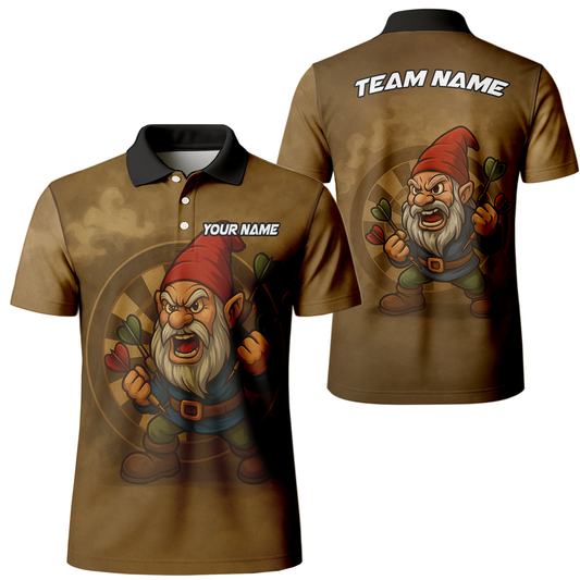 Personalized Custom Dart Jersey Angry Gnome Brown Dart Polo Shirt main image - polo, Pocket No