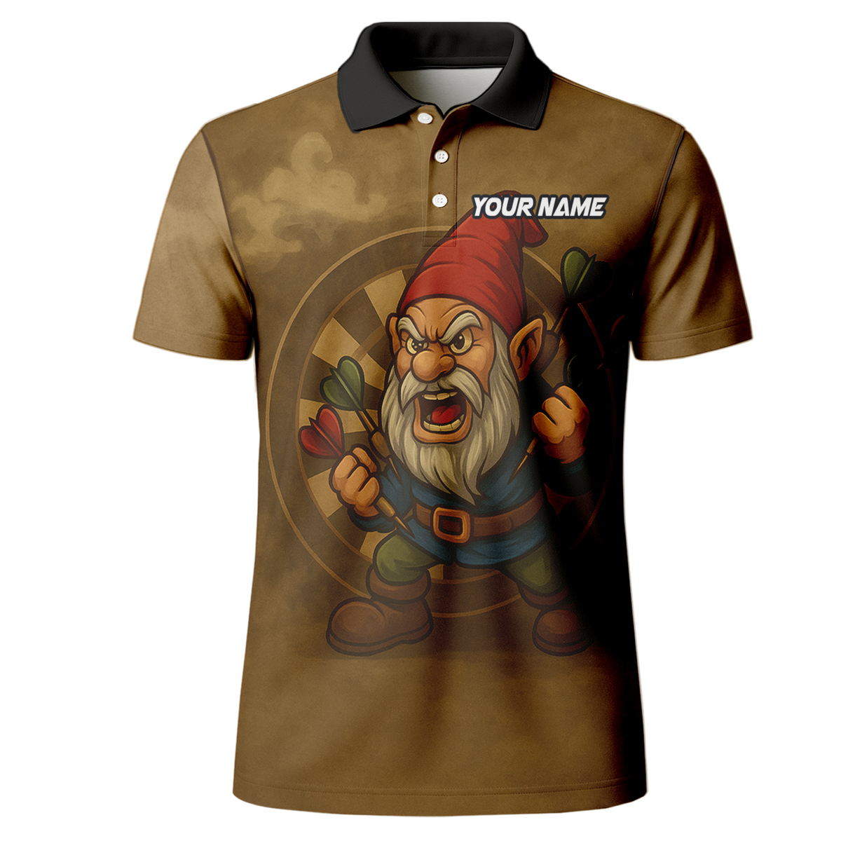 Personalized Custom Dart Jersey Angry Gnome Brown Dart Polo Shirt additional image 2