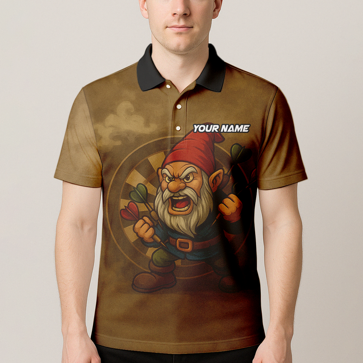 Personalized Custom Dart Jersey Angry Gnome Brown Dart Polo Shirt additional image 4