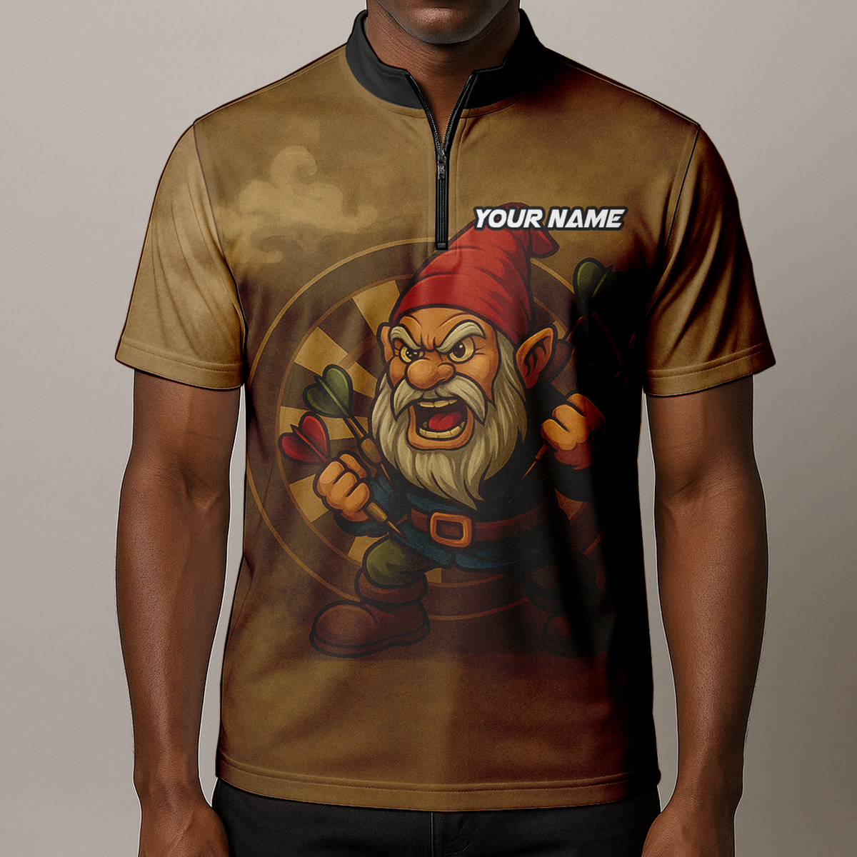 Personalized Custom Dart Jersey Angry Gnome Brown Dart Polo Shirt additional image 8