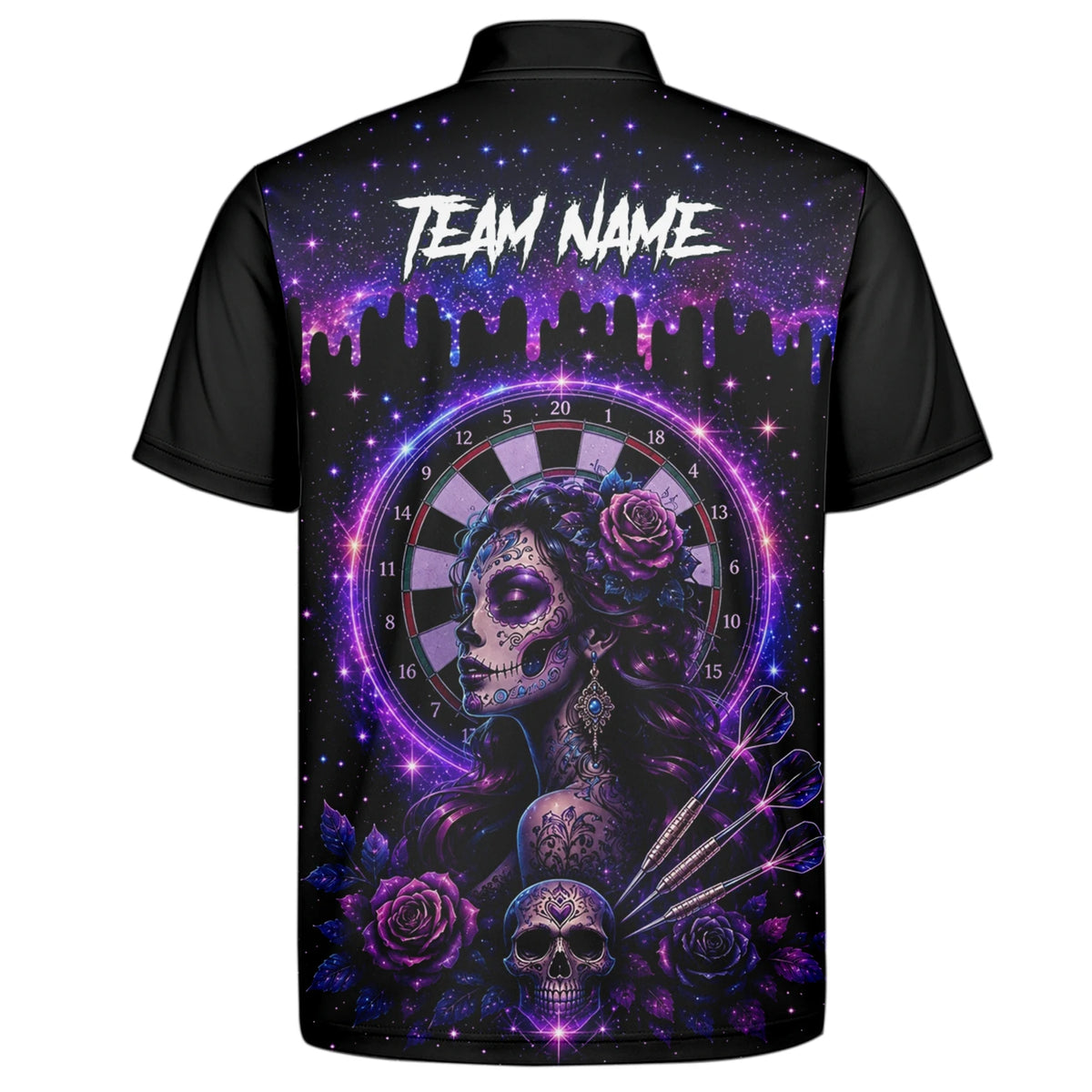 Personalised Purple Galaxy Sugar Skull Darts Shirt For Men Z967