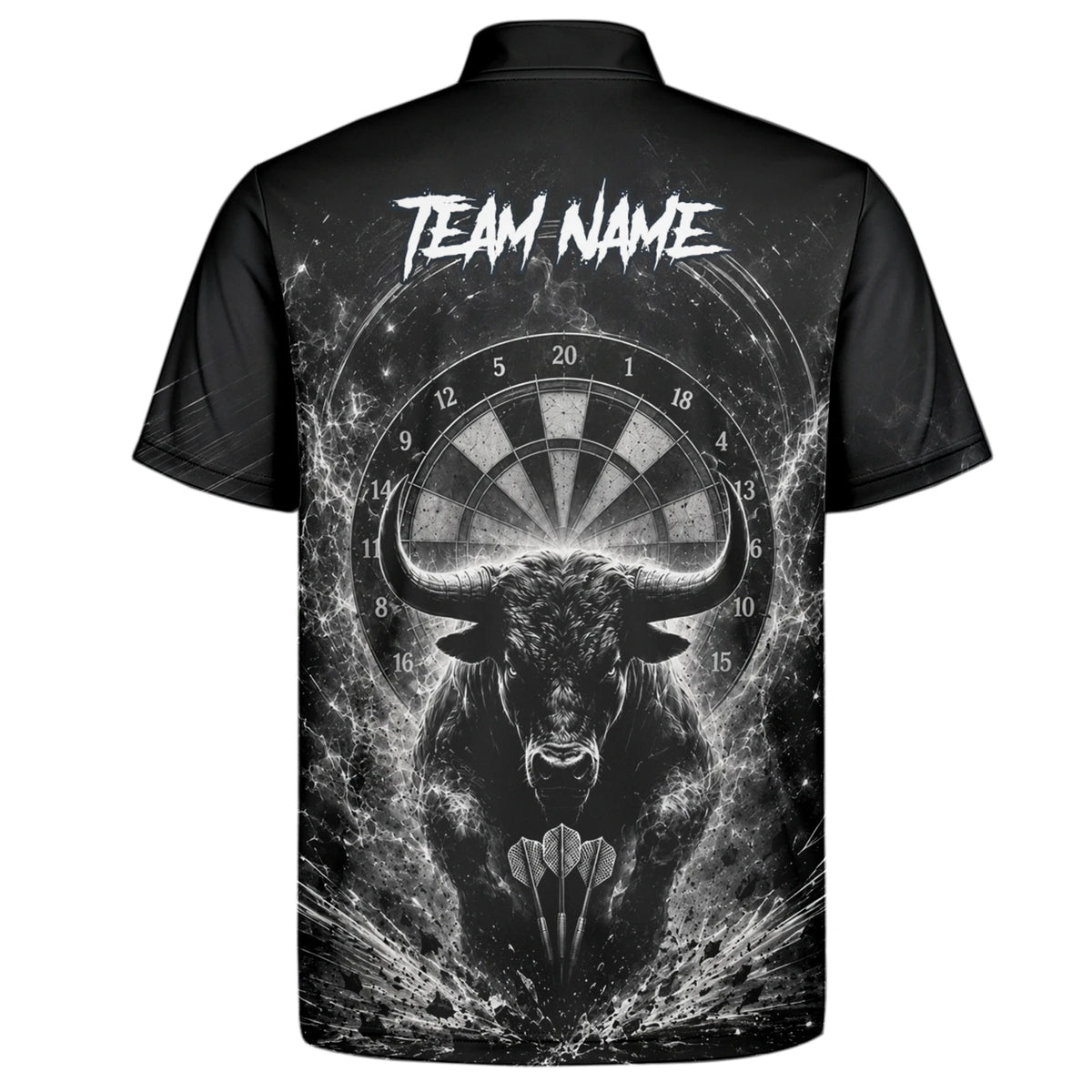 Personalised Black & White Bull Head Darts Shirt For Men V420