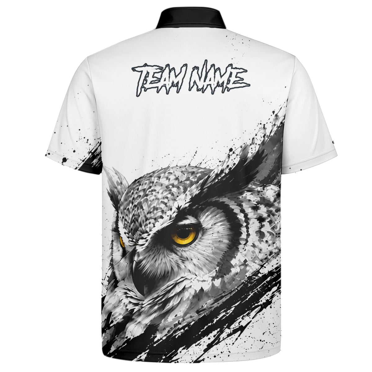 Personalised White Black Yellow Owl Darts Shirt For Men P128