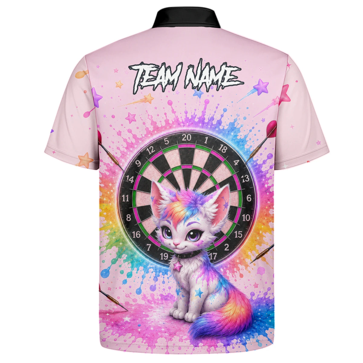 Personalised Pink Rainbow Kitten Dartboard Darts Shirt For Men X398