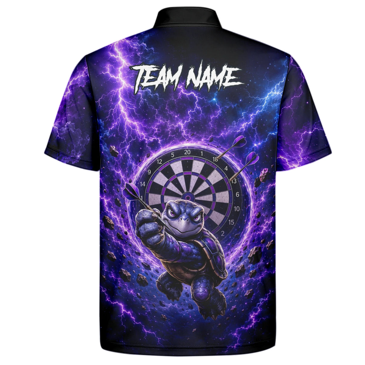 Personalised Purple & Black Turtle Playing Darts Shirt For Men F796