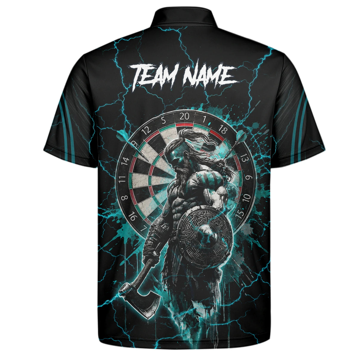 Personalised Teal Lightning Viking Darts Polo Shirt For Men O328