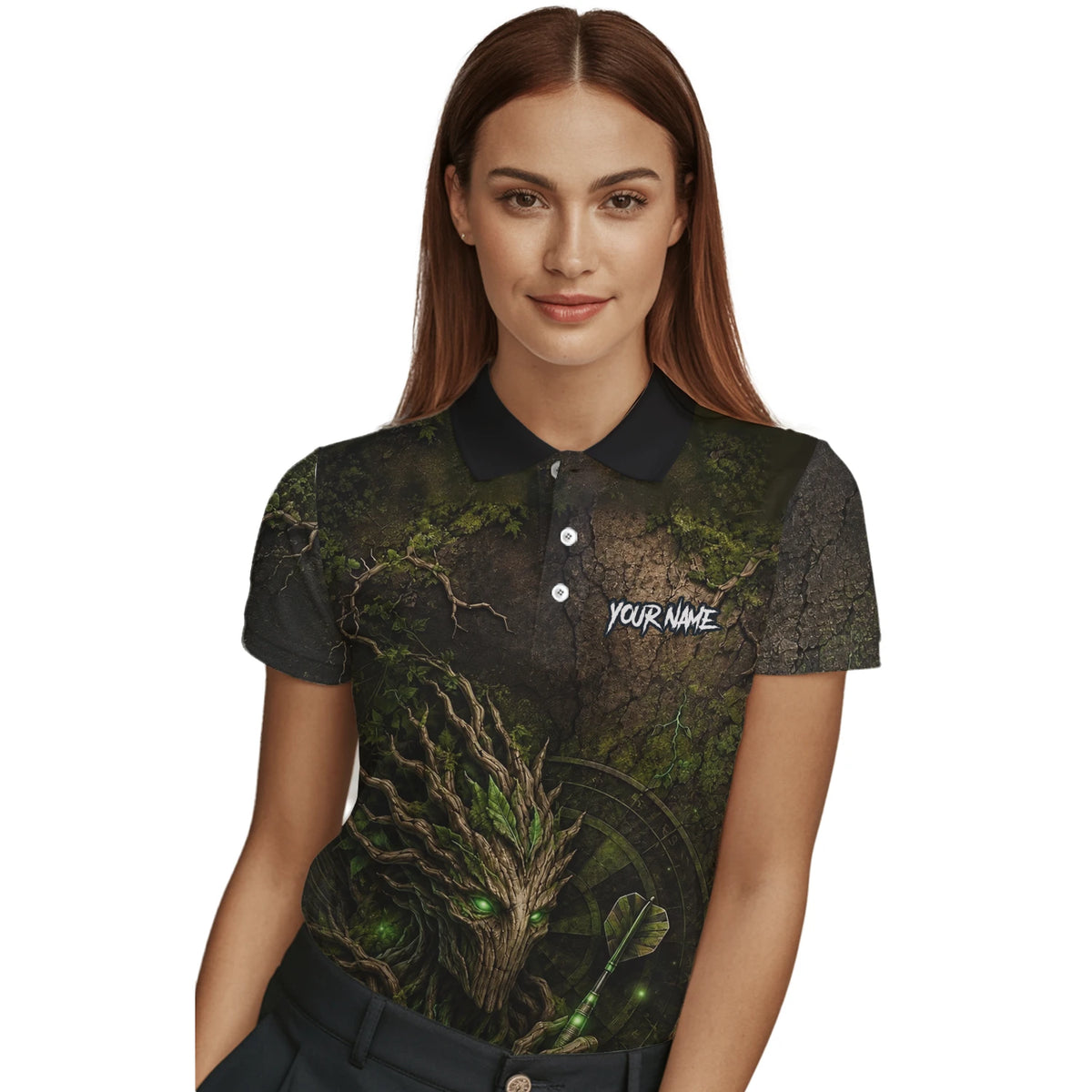 Personalised Dark Green Tree Ent Dartboard Darts Shirt For Women C913