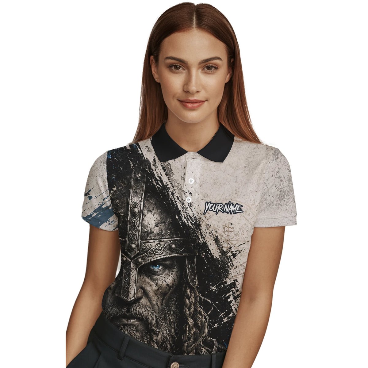 Personalised White Black Blue Viking Darts Shirt For Women U843