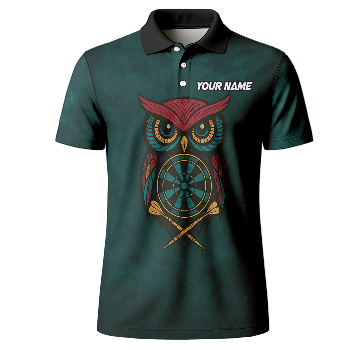 Personalized Owl Dart Polo Shirt Custom Name Team Dark Teal additional image 2