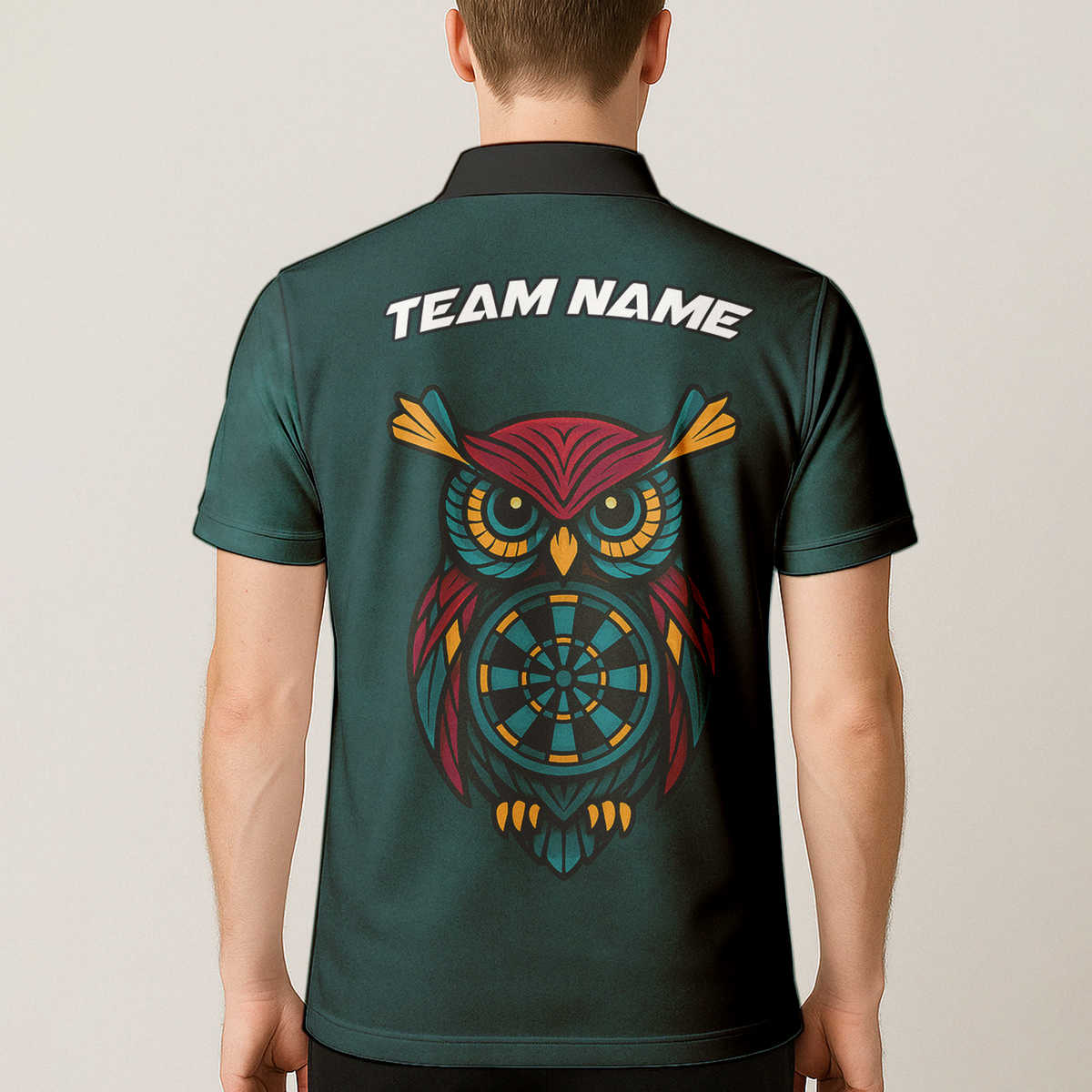 Personalized Owl Dart Polo Shirt Custom Name Team Dark Teal additional image 5