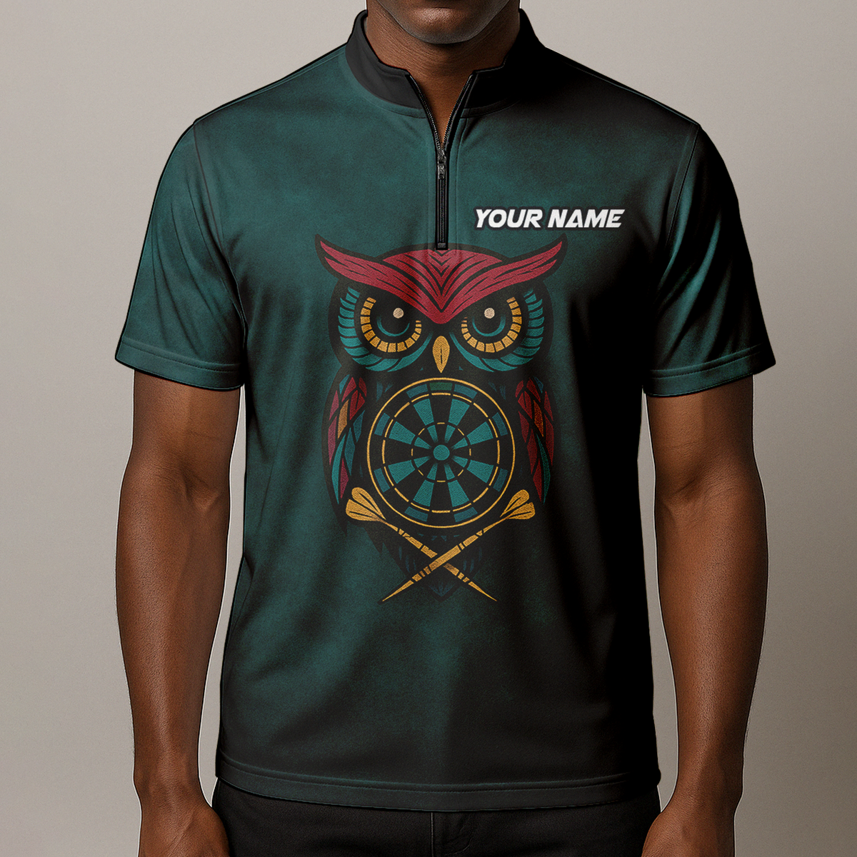Personalized Owl Dart Polo Shirt Custom Name Team Dark Teal additional image 8