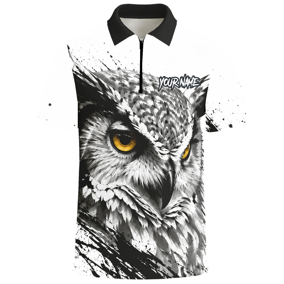 Personalised White Black Yellow Owl Darts Shirt For Men P128
