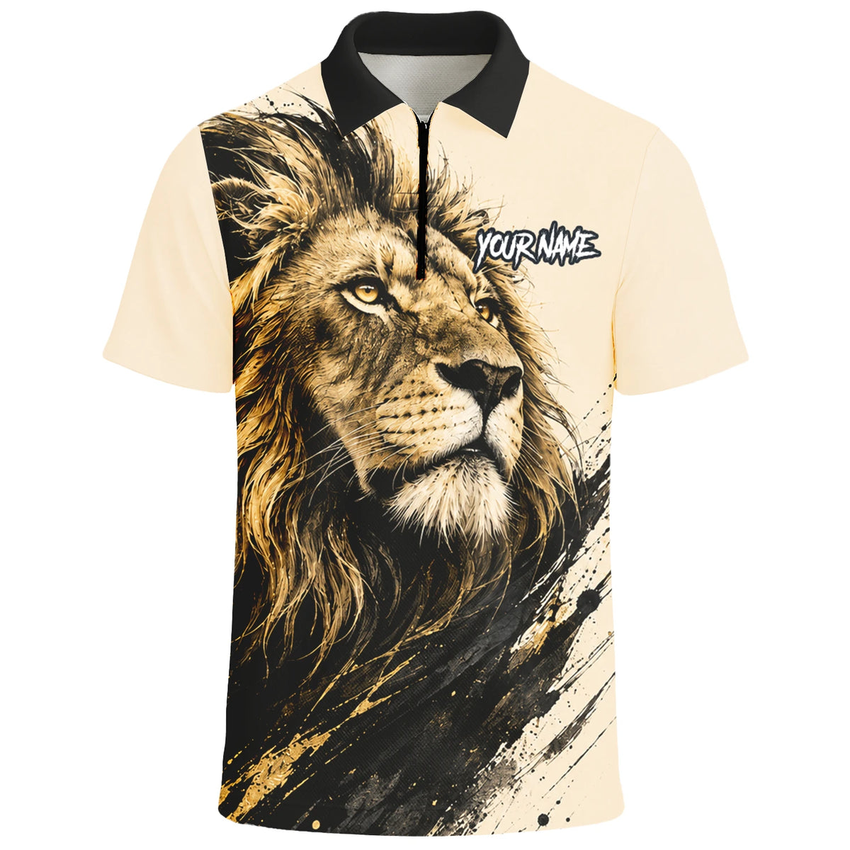 Personalised Cream Black Gold Lion Darts Shirt For Men Q209