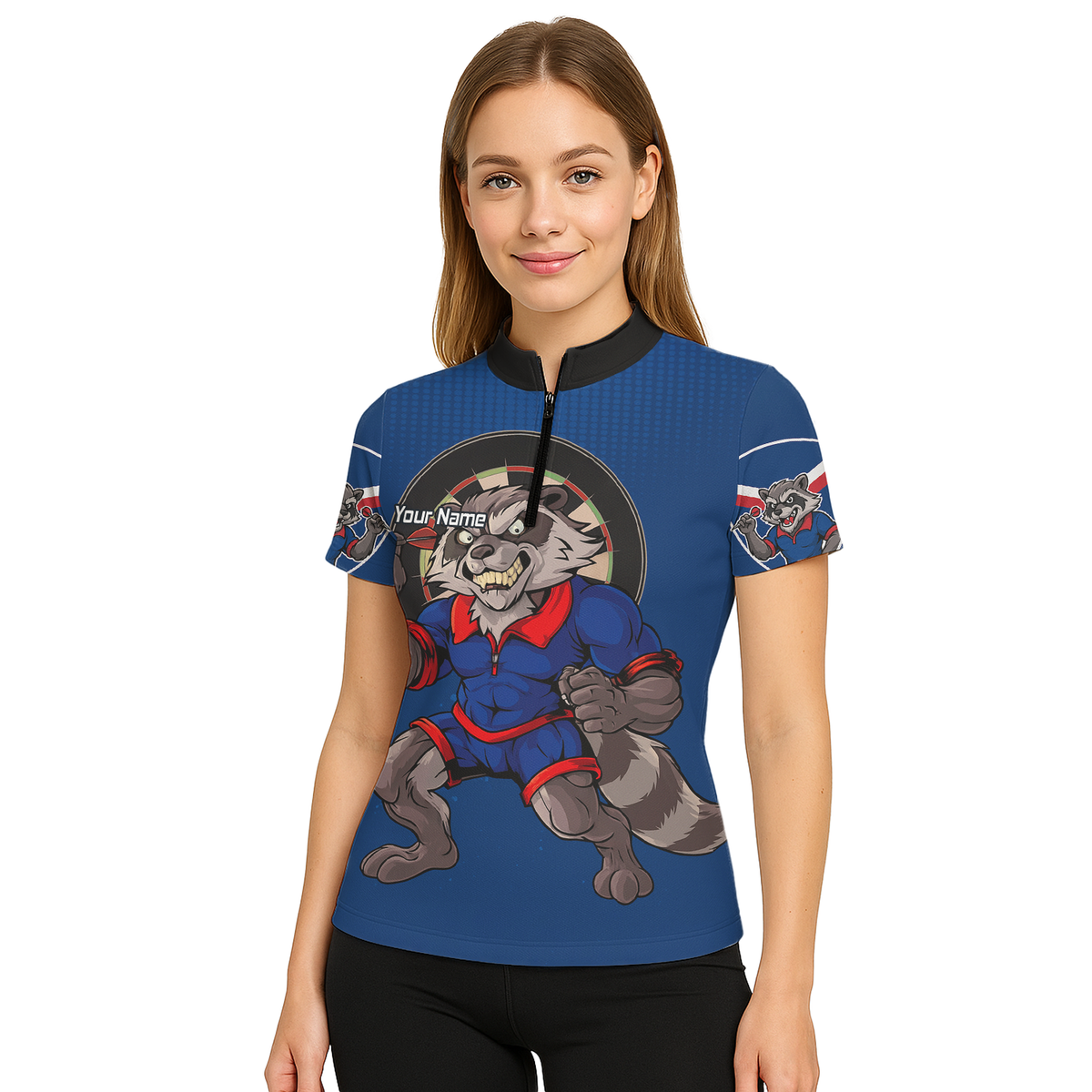 Personalised Raccoon Darts Polo Shirt Blue Red For Men Custom Name Team Y3391 additional image 5
