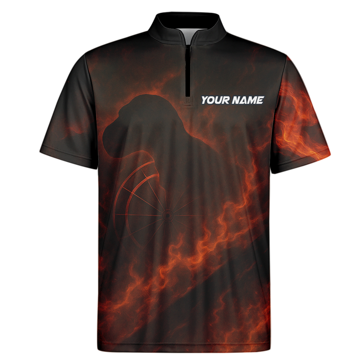 Personalized Custom Fire Dinosaur T-Rex Dart Polo Shirt Team Name Black Orange additional image 6