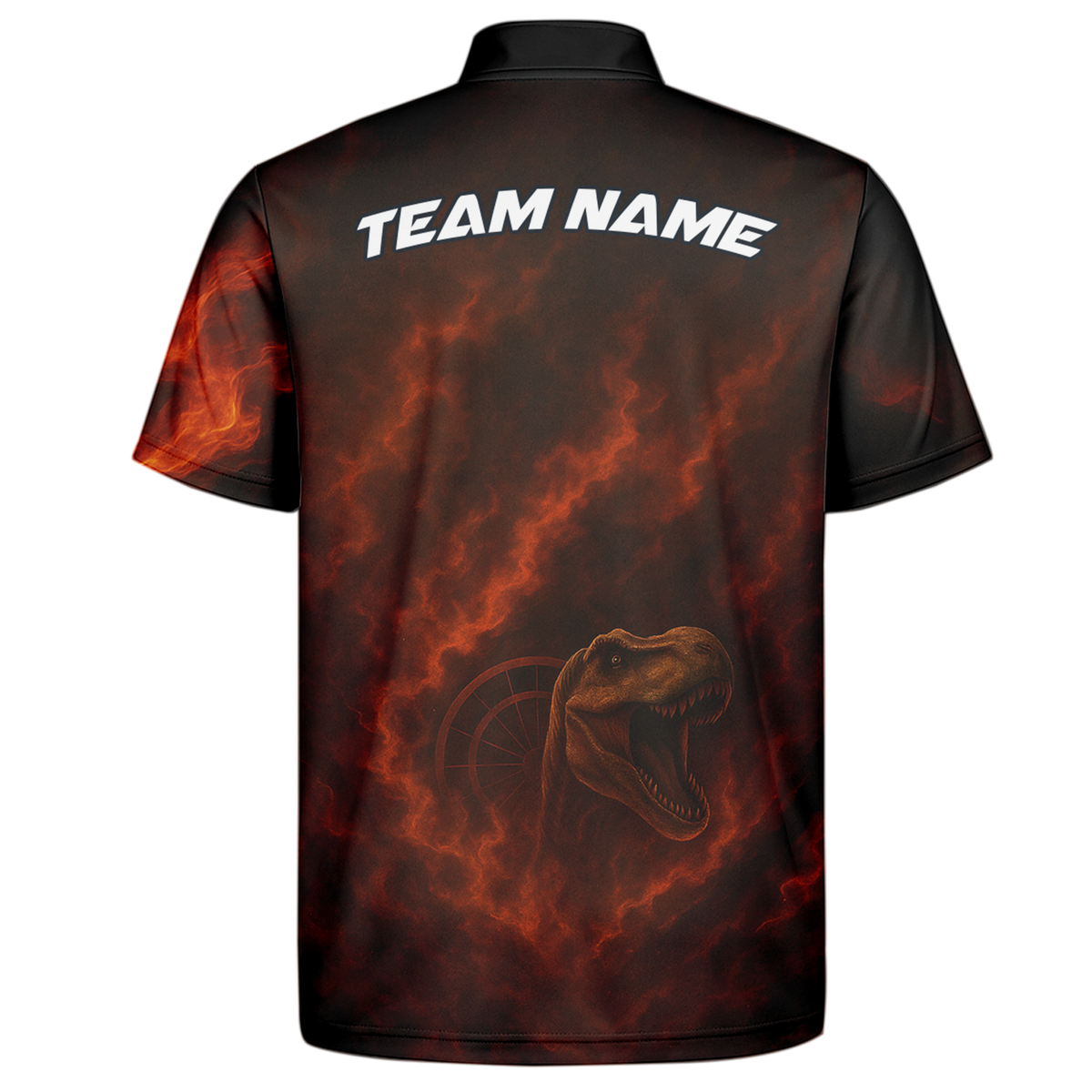 Personalized Custom Fire Dinosaur T-Rex Dart Polo Shirt Team Name Black Orange additional image 7