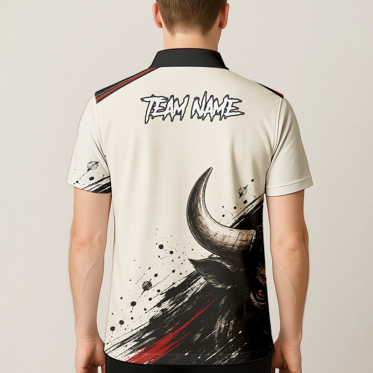 Personalised White Black Red Bull Darts Shirt For Men H473