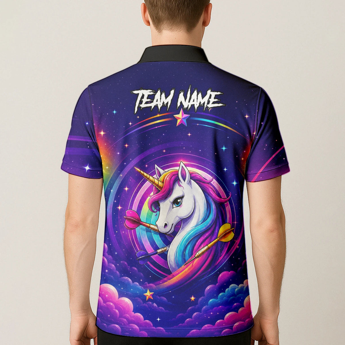 Personalised Purple Rainbow Unicorn Darts Shirt For Men P431